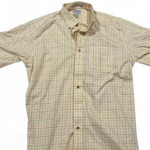 L.L. Bean Men's Yellow Plaid Short Sleeve Button Down Shirt